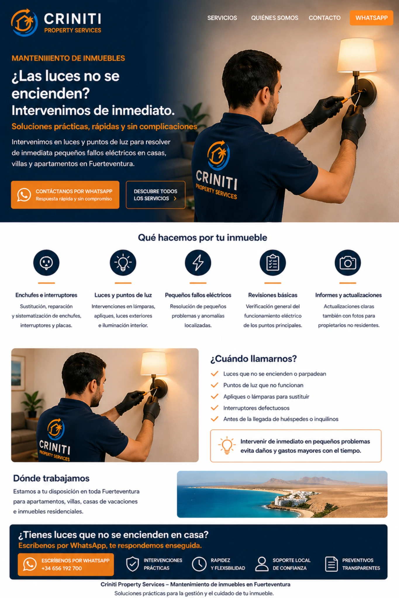 Luces que no se encienden en casa en Fuerteventura intervención rápida