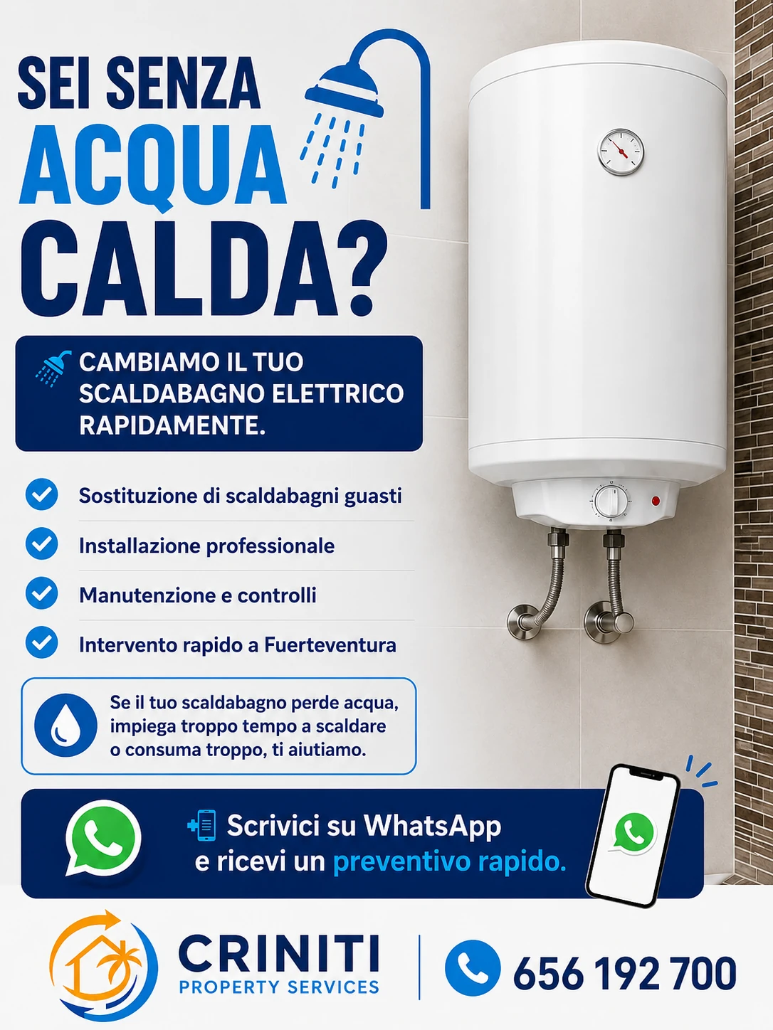Sostituzione scaldabagno elettrico a Fuerteventura